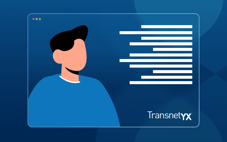 Cartoon profile of Automated Genotyping man in blue shirt